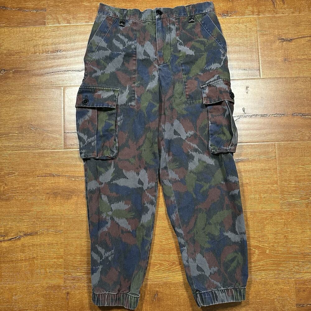 Zadig & Voltaire Pilote Canvas Cargo Pants Womens 28x26 Camo Jogger Cuff Utility